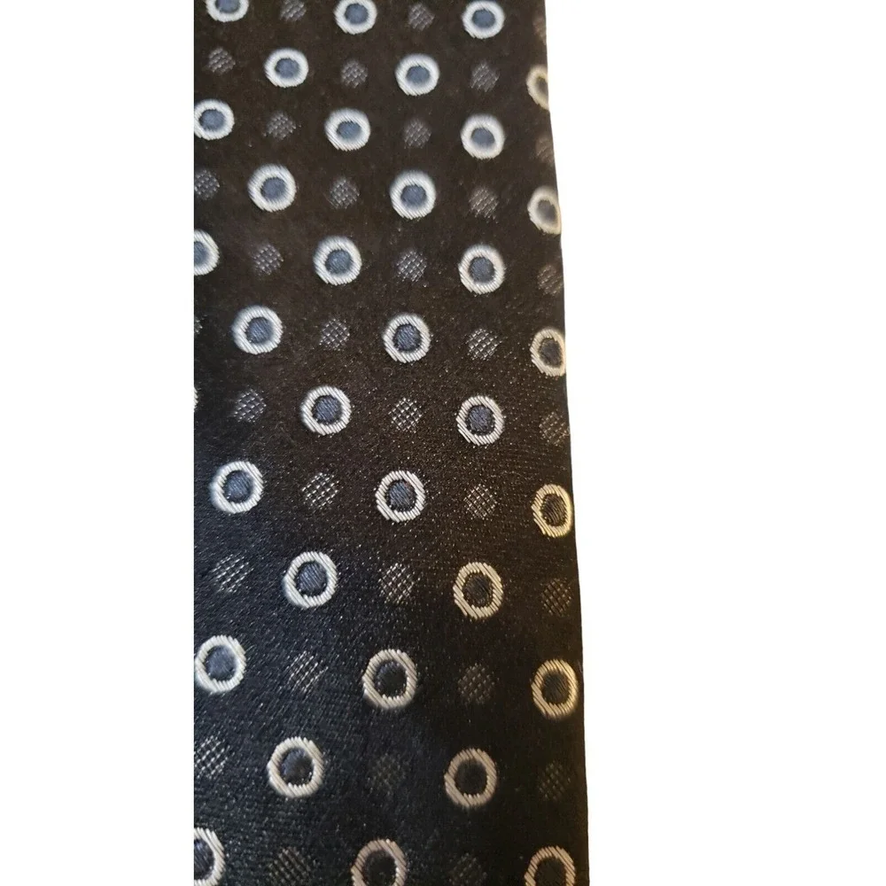 George Luxury 100%‎ Silk Black Circle Polka Dot Neck Tie Business Church Wedding